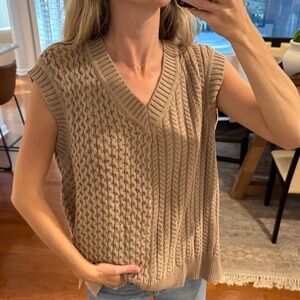 L'Academie V-Neck Tan Sweater Vest